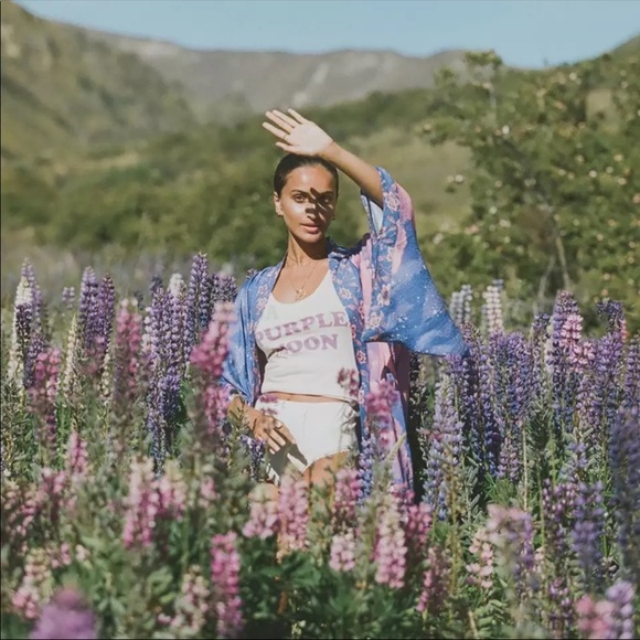 Boho gypsy moon star kimono purple luna robe - Picture 3 of 9